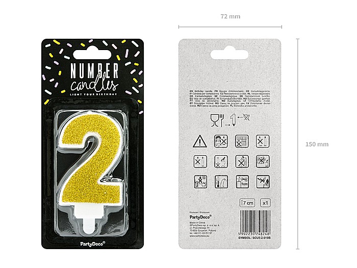 PD LUMANARI TORT Number 2, gold, 7cm SCU3-2-019B [2]