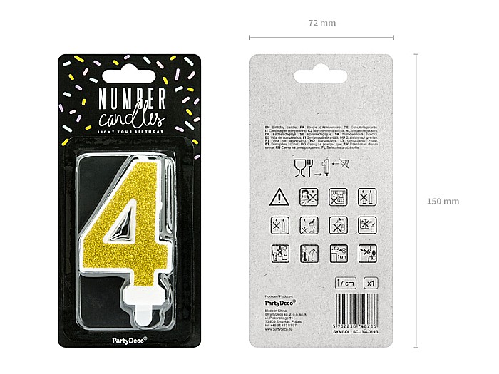 PD LUMANARI TORT Number 4, gold, 7cm SCU3-4-019B [2]
