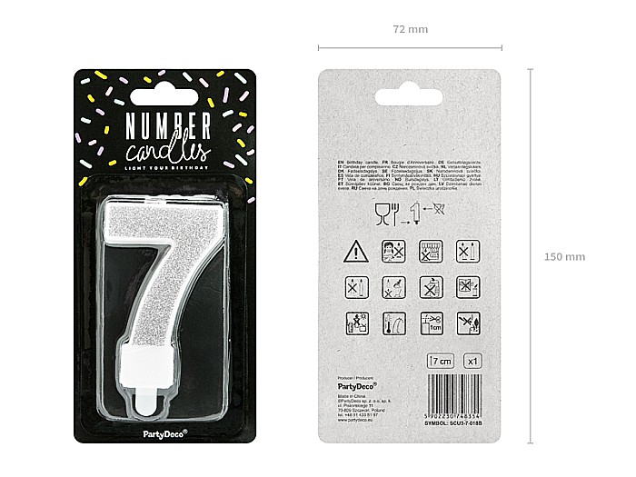 PD LUMANARI TORT Number 7, silver, 7cm SCU3-7-018B [2]