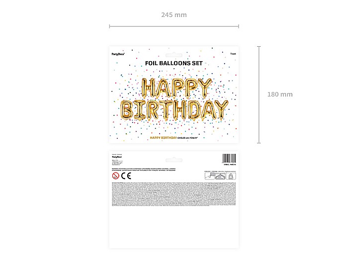 PD BALON FOLIE ALUMINIU Happy Birthday, 340x35cm, gold FB6M-019 [3]