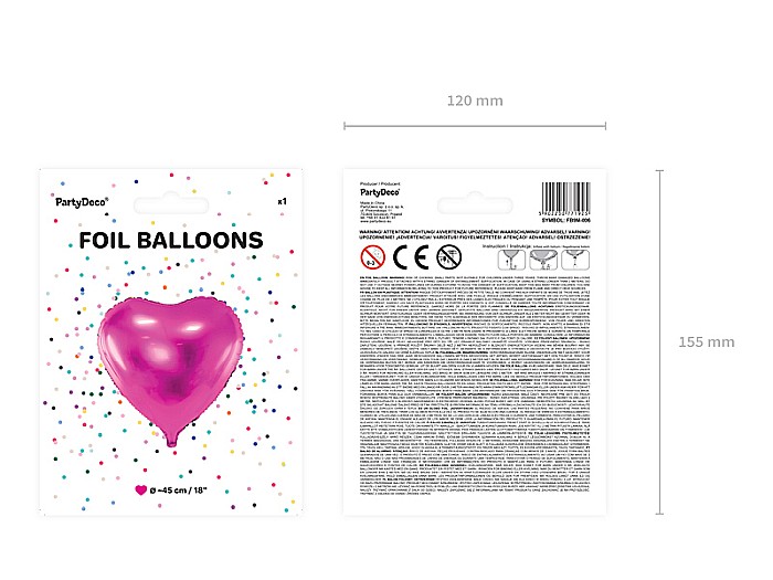 PD BALON FOLIE ALUMINIU Heart, 45cm, dark pink FB9M-006 [7]