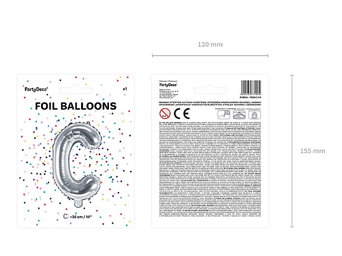 PD BALON FOLIE ALUMINIU Letter "C", 35cm, silver FB2M-C-018 [3]