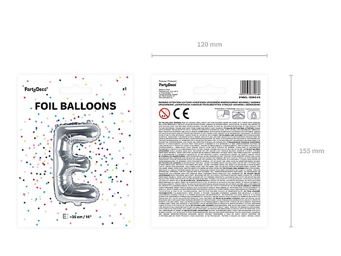 PD BALON FOLIE ALUMINIU Letter "E", 35cm, silver FB2M-E-018 [3]