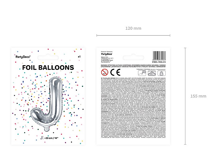 PD BALON FOLIE ALUMINIU Letter "J", 35cm, silver FB2M-J-018 [3]