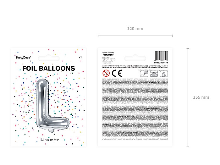 PD BALON FOLIE ALUMINIU Letter "L", 35cm, silver FB2M-L-018 [3]
