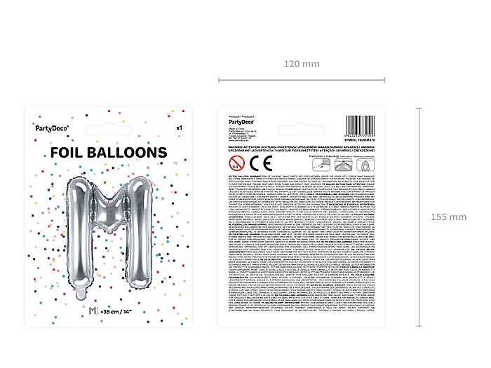 PD BALON FOLIE ALUMINIU Letter "M", 35cm, silver FB2M-M-018 [4]