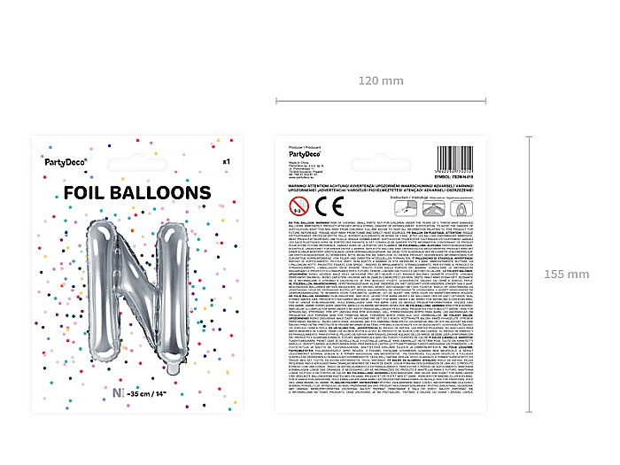 PD BALON FOLIE ALUMINIU Letter "N", 35cm, silver FB2M-N-018 [3]