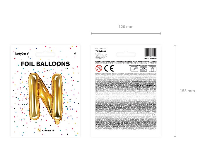 PD BALON FOLIE ALUMINIU Letter "N", 35cm, gold FB2M-N-019 [5]