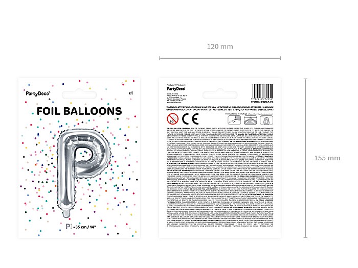 PD BALON FOLIE ALUMINIU Letter "P", 35cm, silver, FB2M-P-018 [3]