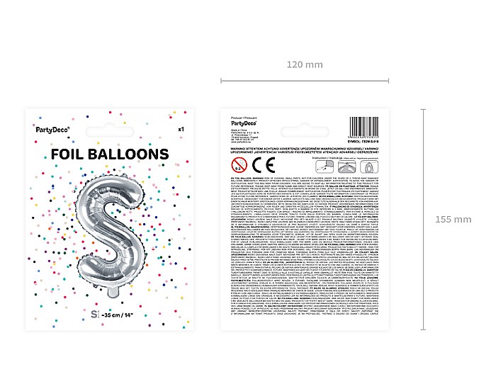 PD BALON FOLIE ALUMINIU Letter "S", 35cm, silver FB2M-S-018 [4]