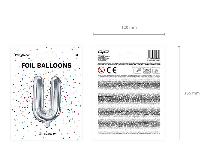 PD BALON FOLIE ALUMINIU Letter "U", 35cm, silver FB2M-U-018 [3]