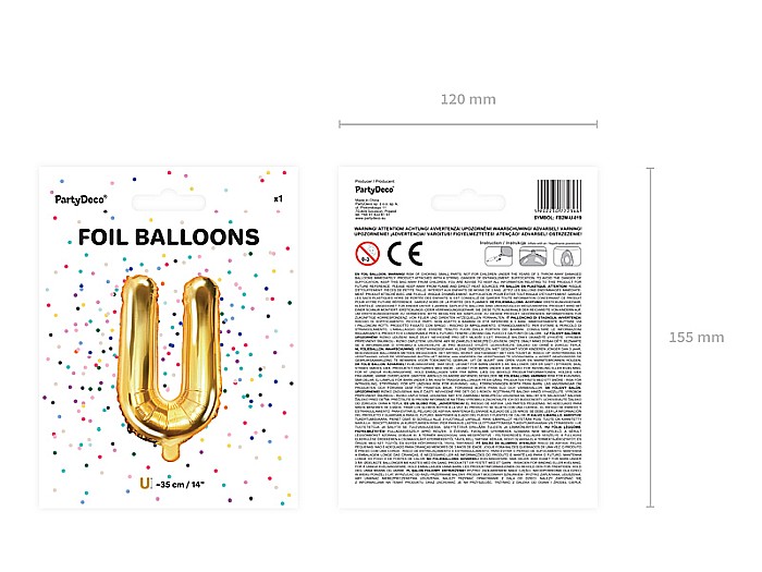 PD BALON FOLIE ALUMINIU Letter "U", 35cm, gold FB2M-U-019 [5]