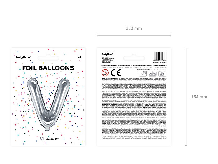 PD BALON FOLIE ALUMINIU Letter "V", 35cm, silver FB2M-V-018 [3]