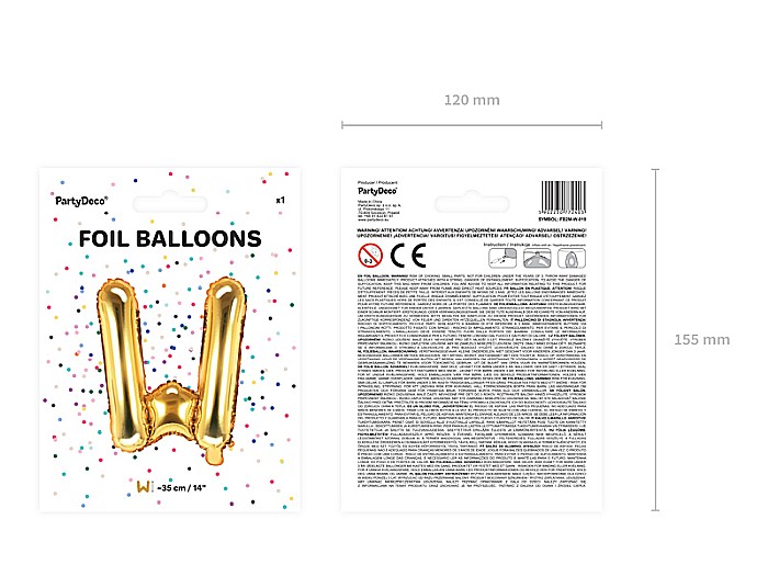 PD BALON FOLIE ALUMINIU Letter "W", 35cm, gold FB2M-W-019 [3]