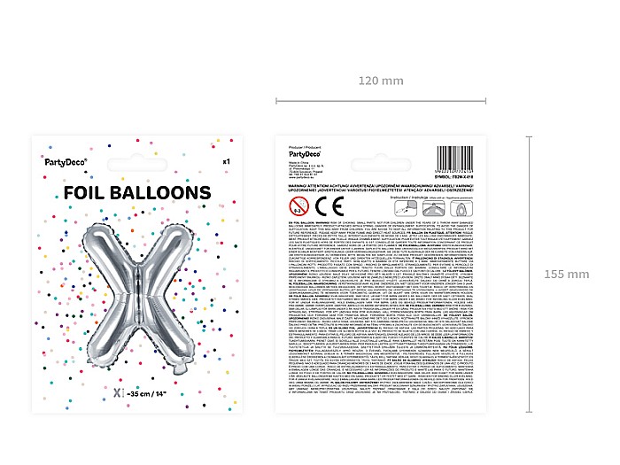 PD BALON FOLIE ALUMINIU Letter "X", 35cm, silver FB2M-X-018 [3]