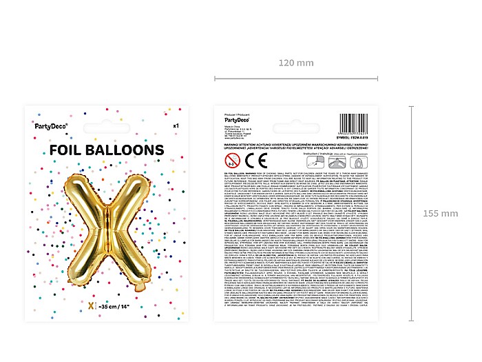 PD BALON FOLIE ALUMINIU Letter "X", 35cm, gold FB2M-X-019 [3]