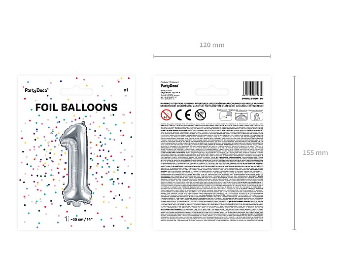 PD BALON FOLIE ALUMINIU Number "1", 35cm, silver FB10M-1-018 [3]