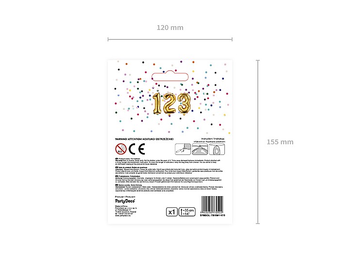 PD BALON FOLIE ALUMINIU Number "1", 35cm, gold FB10M-1-019 [5]