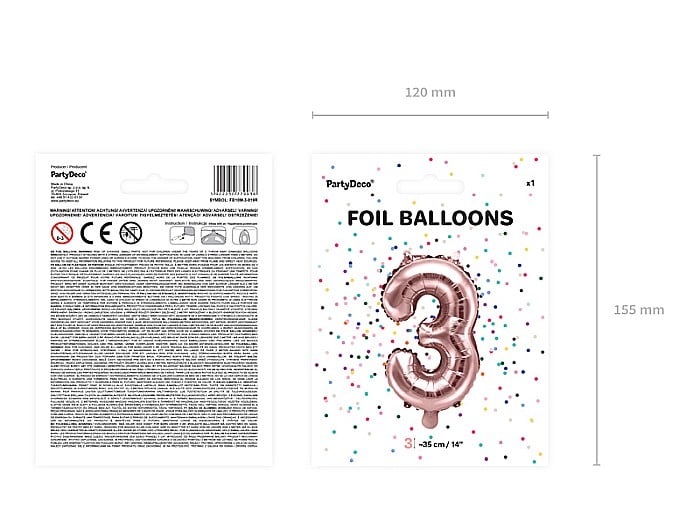 PD BALON FOLIE ALUMINIU Number "3", 35cm, gold FB10M-3-019 [7]