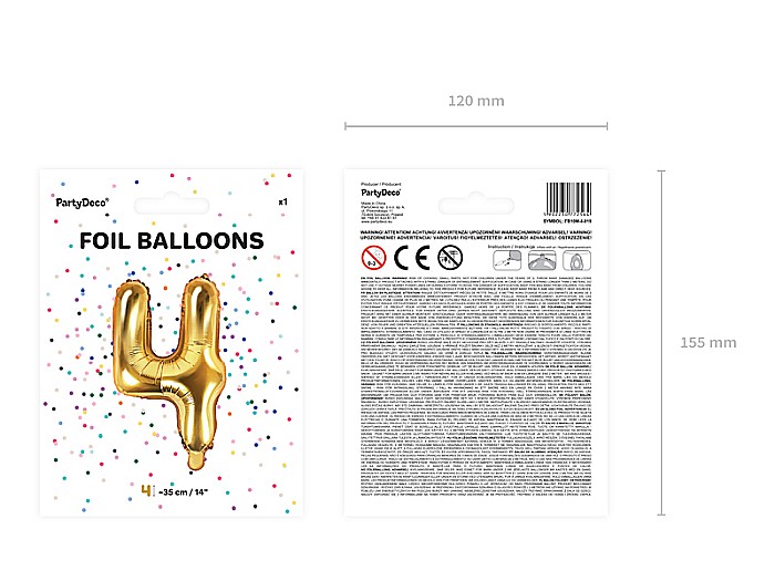 PD BALON FOLIE ALUMINIU Number "4", 35cm, gold FB10M-4-019 [4]