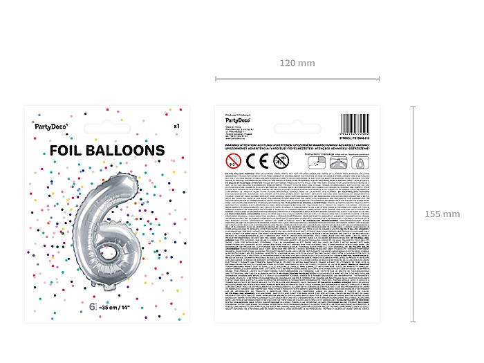 PD BALON FOLIE ALUMINIU Number "6", 35cm, silver FB10M-6-018 [3]