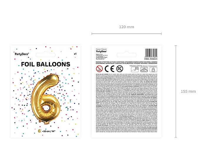 PD BALON FOLIE ALUMINIU Number "6", 35cm, gold FB10M-6-019 [4]