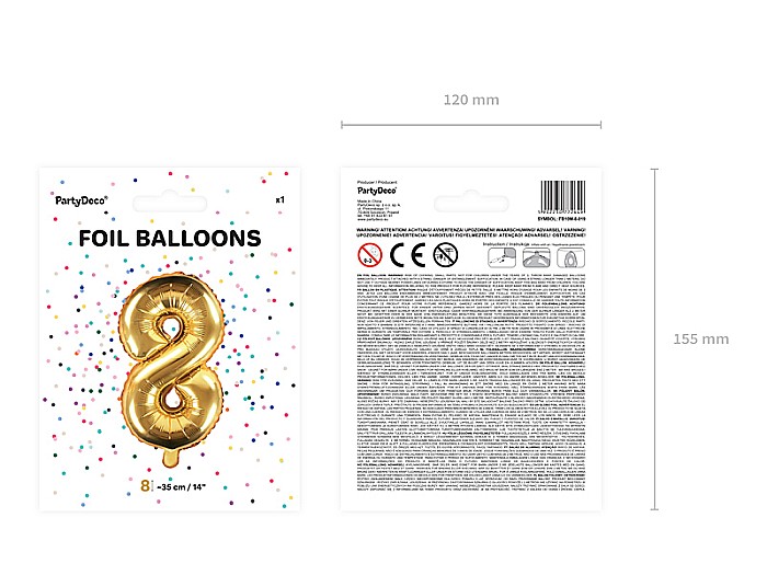 PD BALON FOLIE ALUMINIU Number "8", 35cm, gold FB10M-8-019 [4]