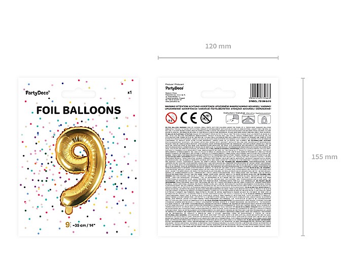 PD BALON FOLIE ALUMINIU Number "9", 35cm, gold FB10M-9-019 [4]