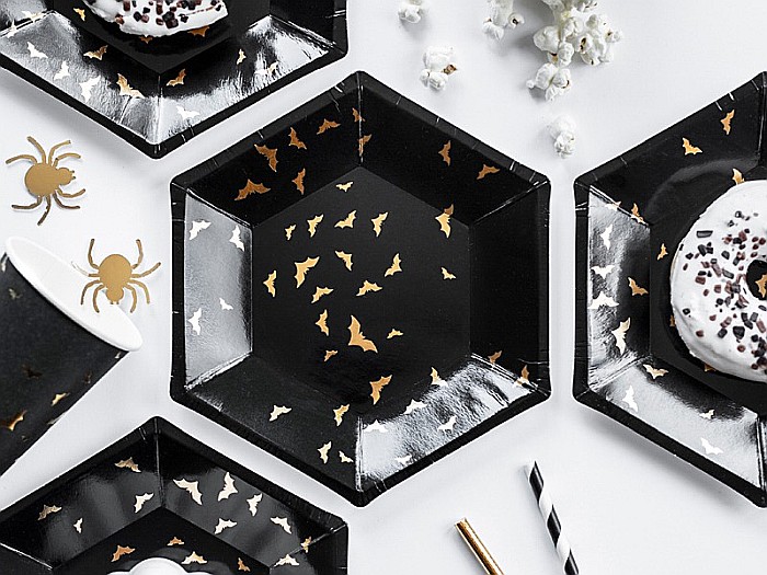 PD FARFURII CARTON Trick or Treat, 20cm, black with gold pattern, 6/set TPP20 [1]