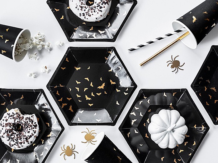 PD FARFURII CARTON Trick or Treat, 20cm, black with gold pattern, 6/set TPP20 [4]