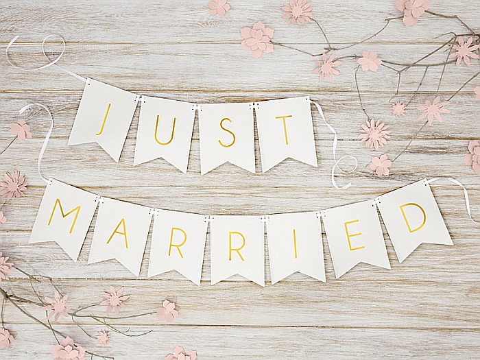 PD BANNER Just Married, 15 x 155cm white GRL68-008 [6]
