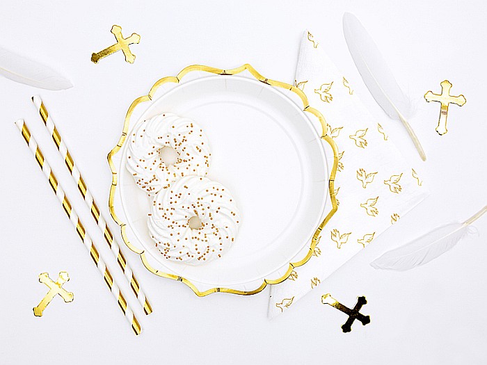 PD FARFURII CARTON ,alb cu dunga aurie, 18.5cm 6/set TPP30-008 [6]