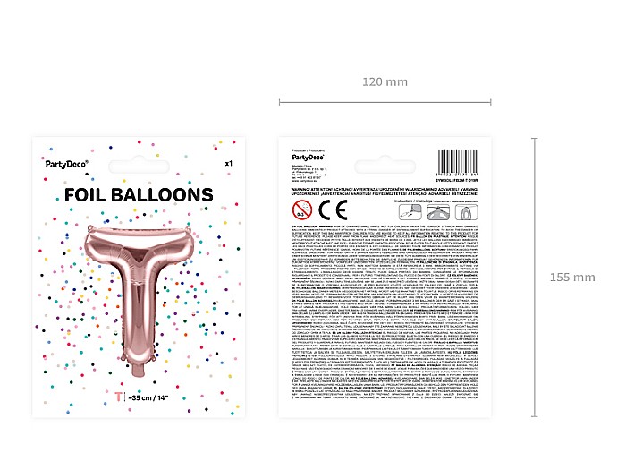 PD BALON FOLIE ALUMINIU Letter "T", 35cm, rose gold FB2M-T-019R [5]