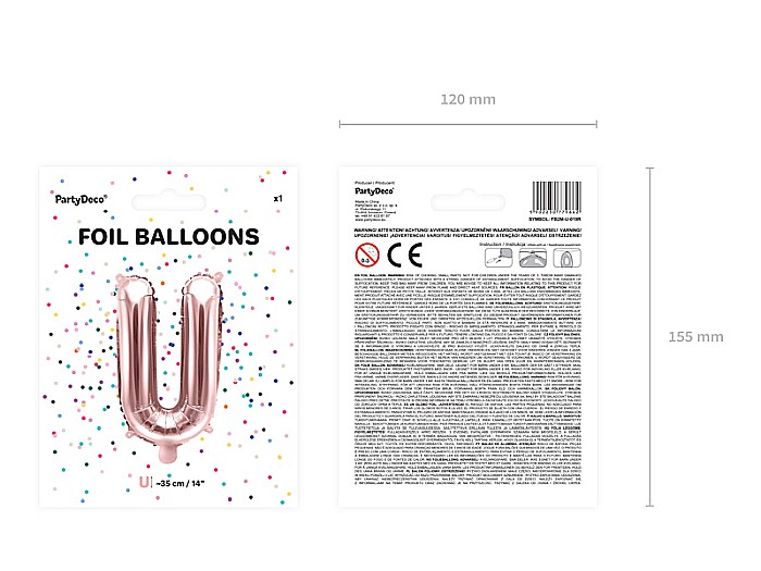 PD BALON FOLIE ALUMINIU Letter "U", 35cm, rose gold FB2M-U-019R [4]