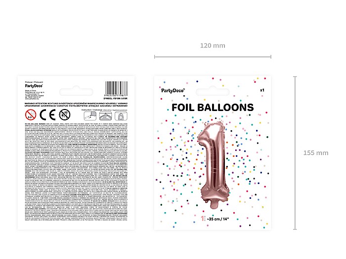 PD BALON FOLIE ALUMINIU Number "1", 35cm, rose gold FB10M-1-019R [6]