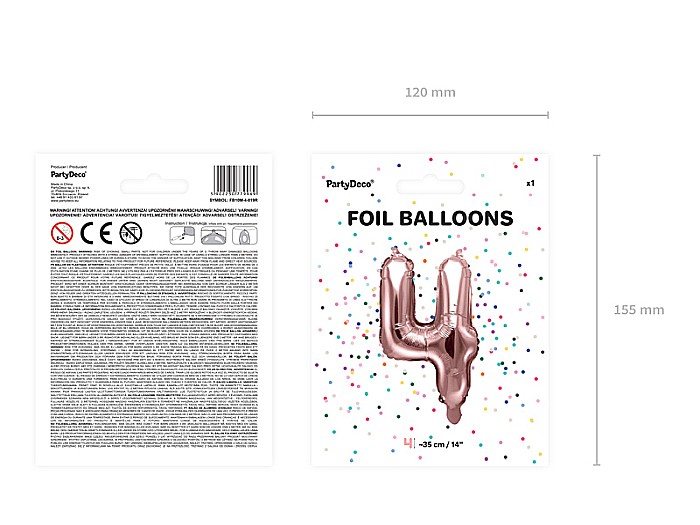 PD BALON FOLIE ALUMINIU Number "4", 35cm, rose gold FB10M-4-019R [5]