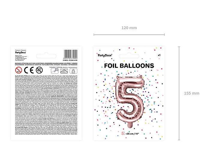 PD BALON FOLIE ALUMINIU Number "5", 35cm, rose gold FB10M-5-019R [5]