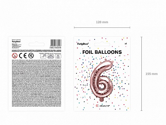 PD BALON FOLIE ALUMINIU Number "6", 35cm, rose gold FB10M-6-019R [8]