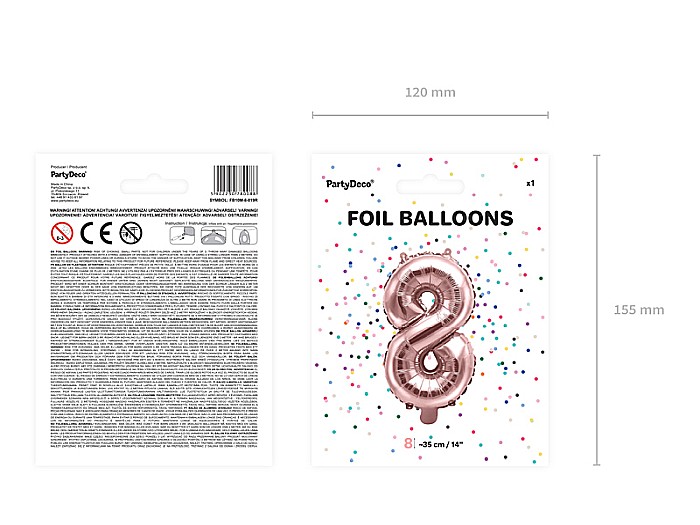 PD BALON FOLIE ALUMINIU Number "8", 35cm, rose gold FB10M-8-019R [6]