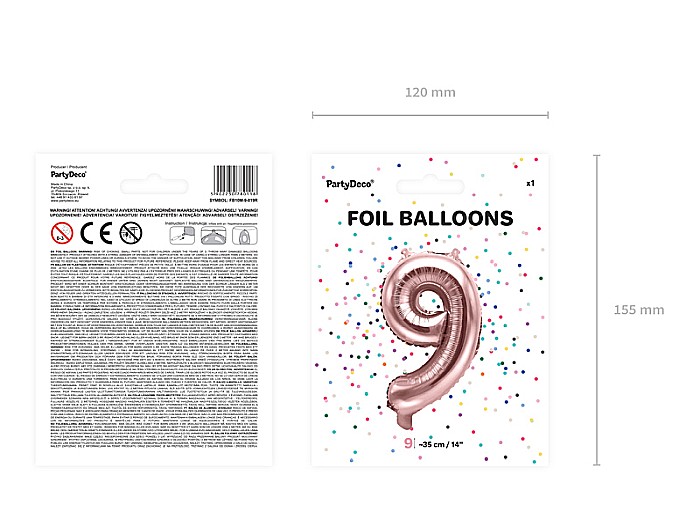 PD BALON FOLIE ALUMINIU Number "9", 35cm, rose gold FB10M-9-019R [4]