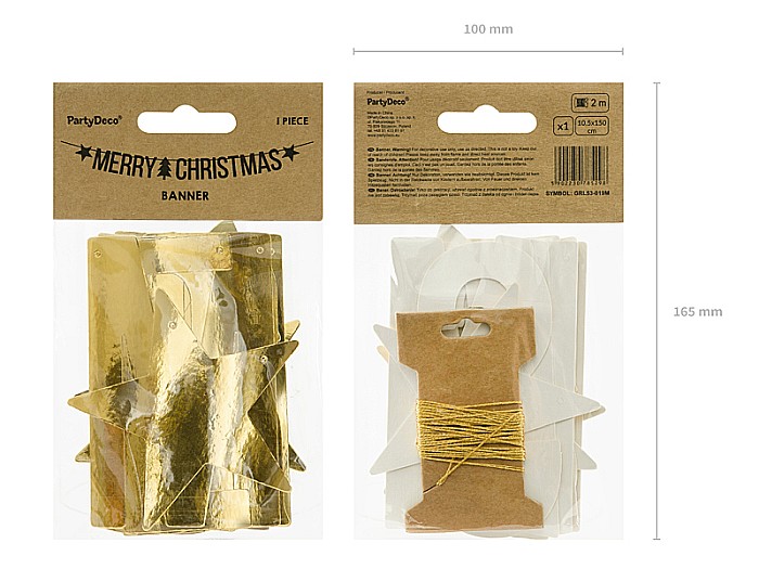 PD BANNER Merry Christmas, gold, 10.5x150cm GRL53-019M [4]