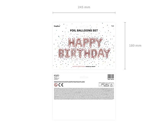 PD BALON FOLIE ALUMINIU Happy Birthday, 340x35cm, rose gold FB6M-019R [3]