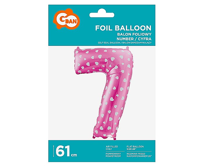 GOD BALON FOLIE ALUMINIU digit 7, 61cm, pink with hearts HS-C26R7 [2]
