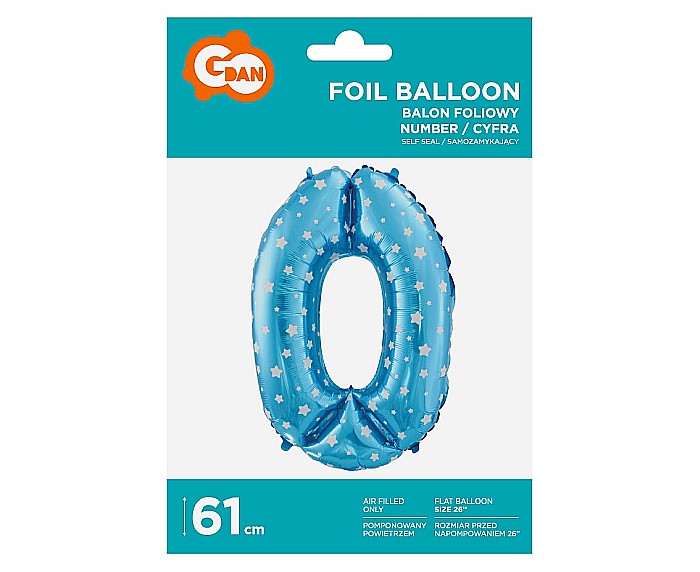 GOD BALON FOLIE ALUMINIU digit 0, 61cm, blue with stars HS-C26N0 [2]