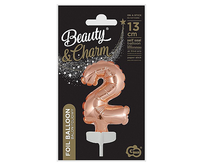 GOD BALON FOLIE ALUMINIU with stick, Number 2, rose-gold, 13cm BC-5RZ2 [3]