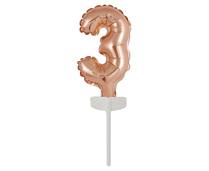 GOD BALON FOLIE ALUMINIU with stick, Number 3, rose-gold, 13cm BC-5RZ3 [1]