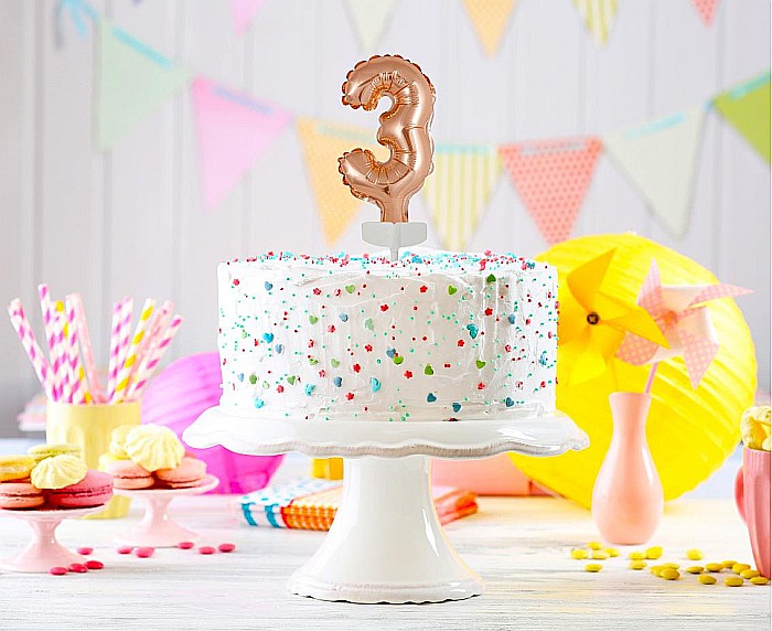 GOD BALON FOLIE ALUMINIU with stick, Number 3, rose-gold, 13cm BC-5RZ3 [2]