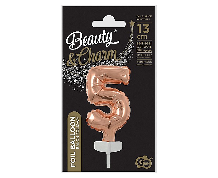 GOD BALON FOLIE ALUMINIU with stick, Number 5, rose-gold, 13cm BC-5RZ5 [3]