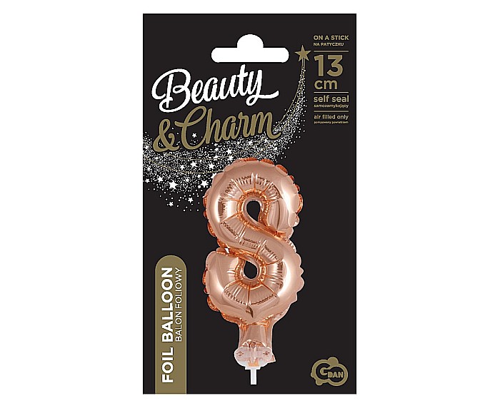 GOD BALON FOLIE ALUMINIU with stick, Number 8, rose-gold, 13cm BC-5RZ8 [3]