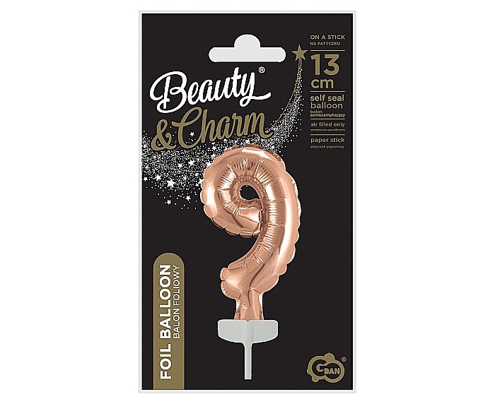 GOD BALON FOLIE ALUMINIU with stick, Number 9, rose-gold, 13cm BC-5RZ9 [3]